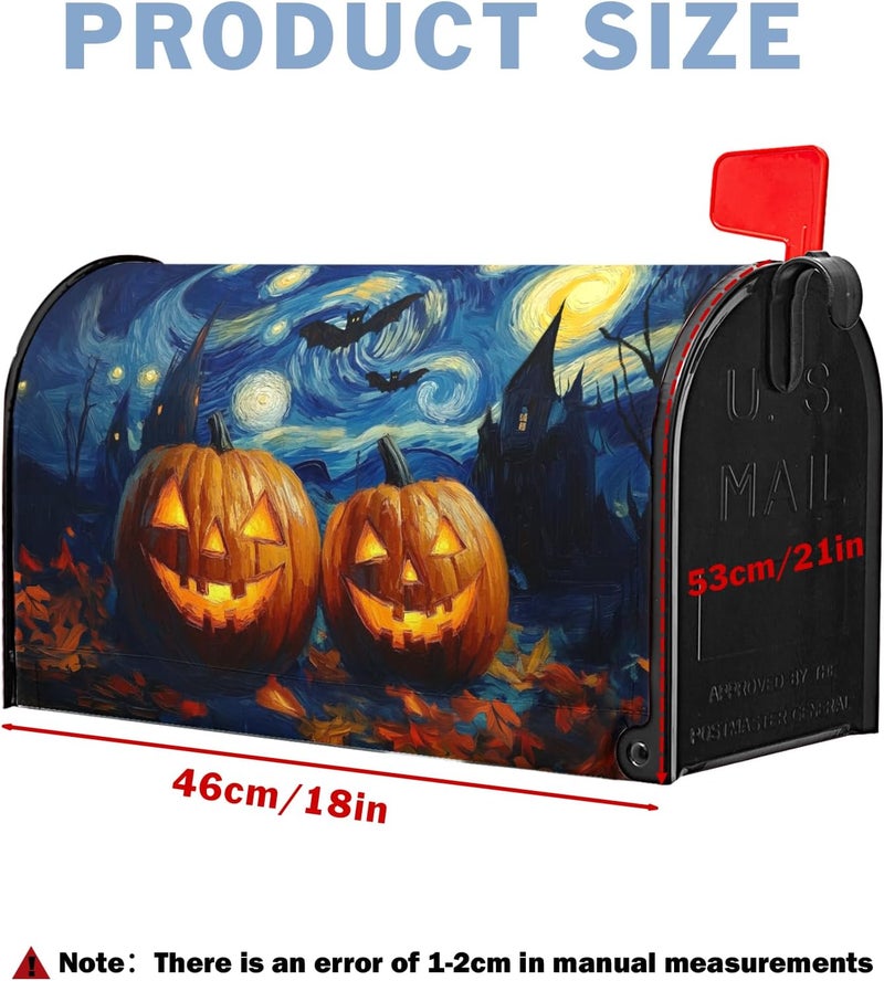 Farg Happy Halloween Mailbox Covers Autumn Pumpkin Mailbox Cover Owl Bat Castle Post Letter Box for Garden Standard Size 21x18 in for Yard Home Decor - Image 4
